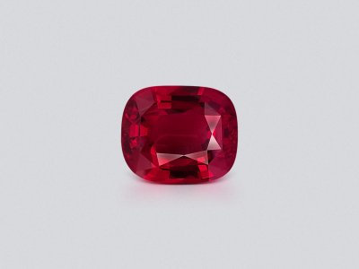 Investment grade Vibrant Pigeon Blood ruby in cushion cut 14.05 carats, Madagascar (GRS, AGL, SSEF) photo