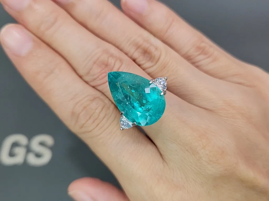 Large tourmaline Paraiba pear cut 14.69 carats, Africa Image №5
