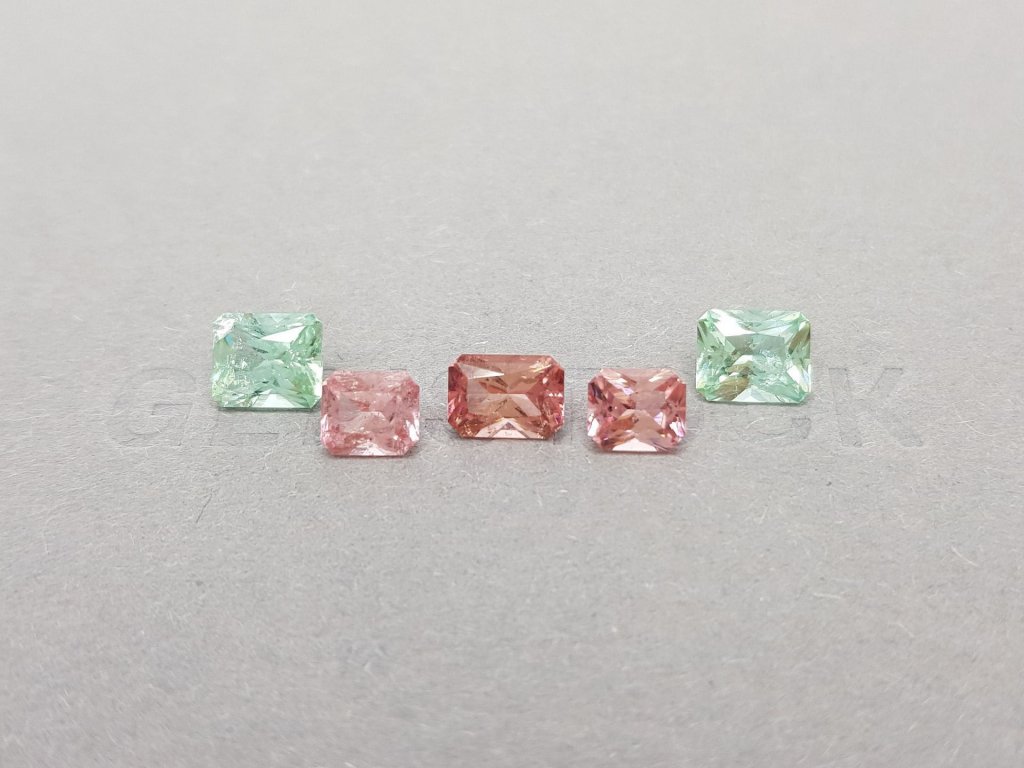 Contrasting set of blue and pink tourmalines 5.15 ct Image №2