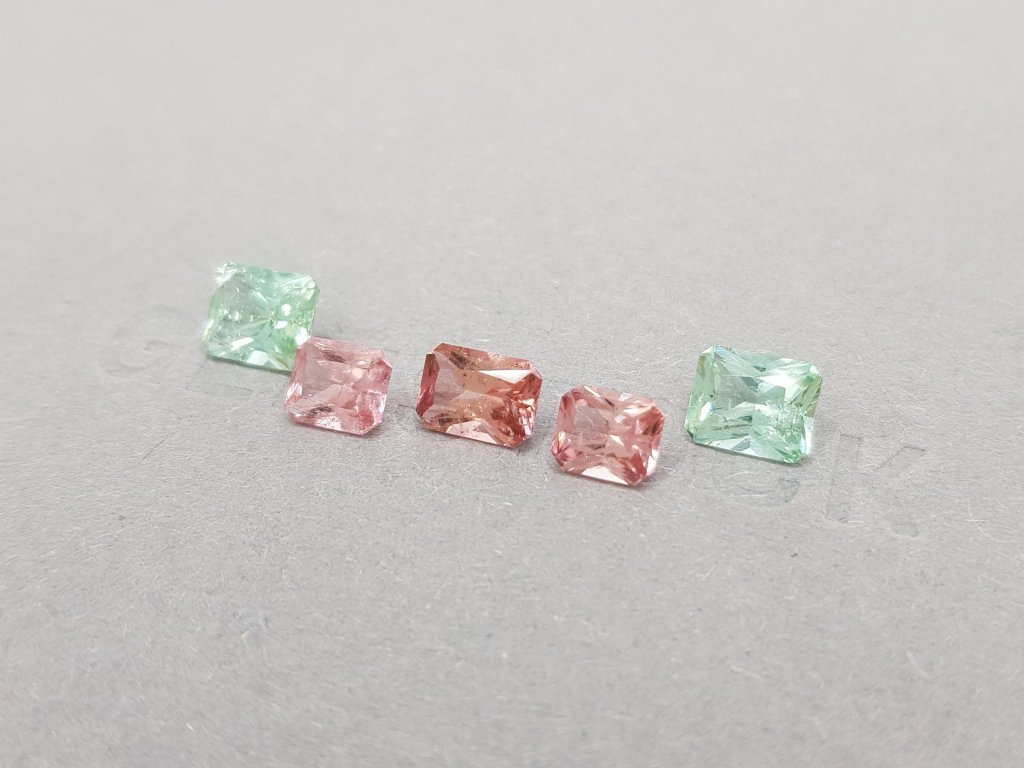 Contrasting set of blue and pink tourmalines 5.15 ct Image №4