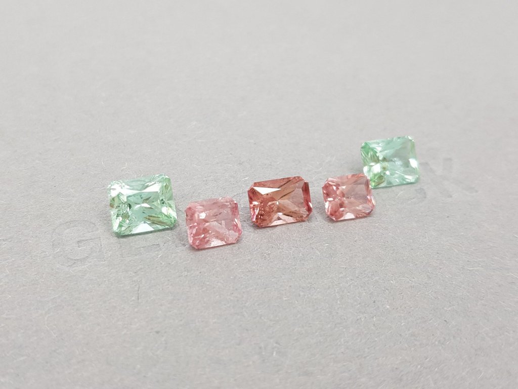 Contrasting set of blue and pink tourmalines 5.15 ct Image №3