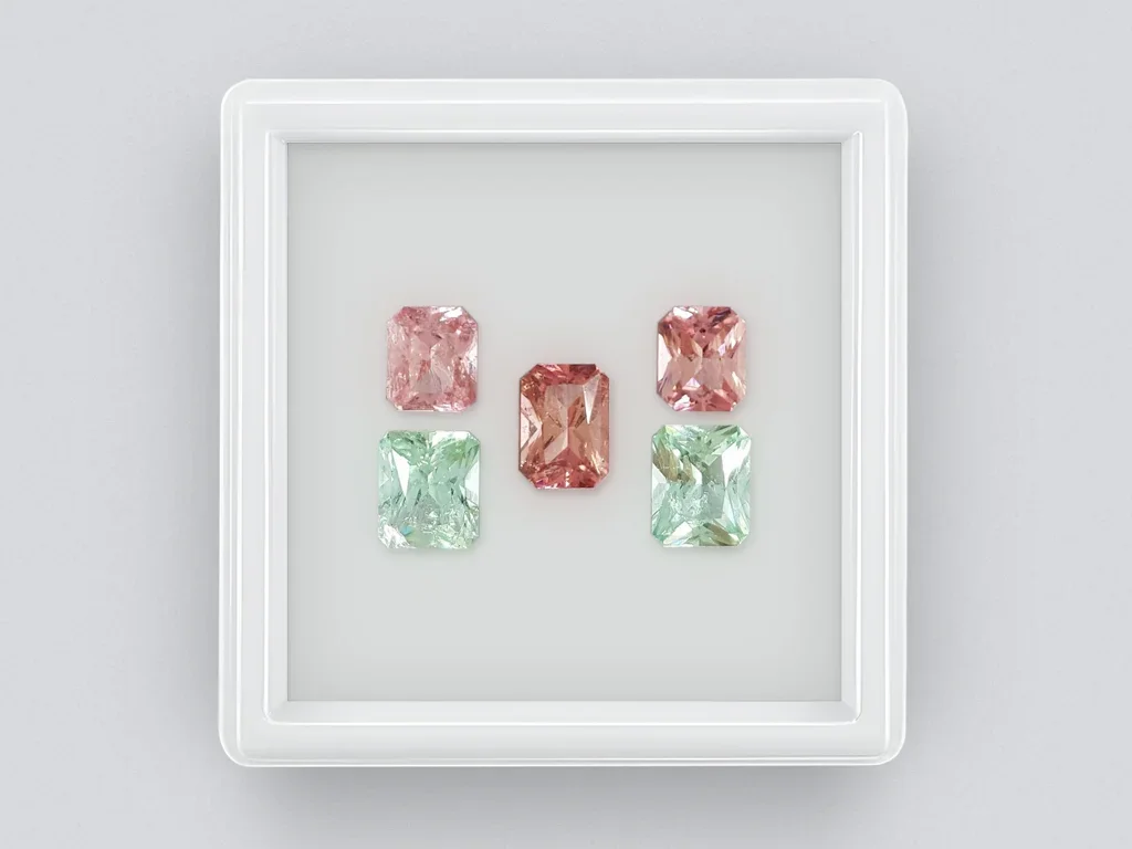 Contrasting set of blue and pink tourmalines 5.15 ct Image №1