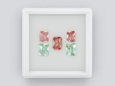 Contrasting set of blue and pink tourmalines 5.15 ct photo