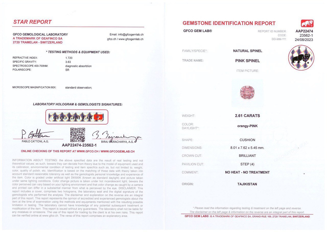 Pink spinel cushion cut 2.61 ct from Pamir Image №4