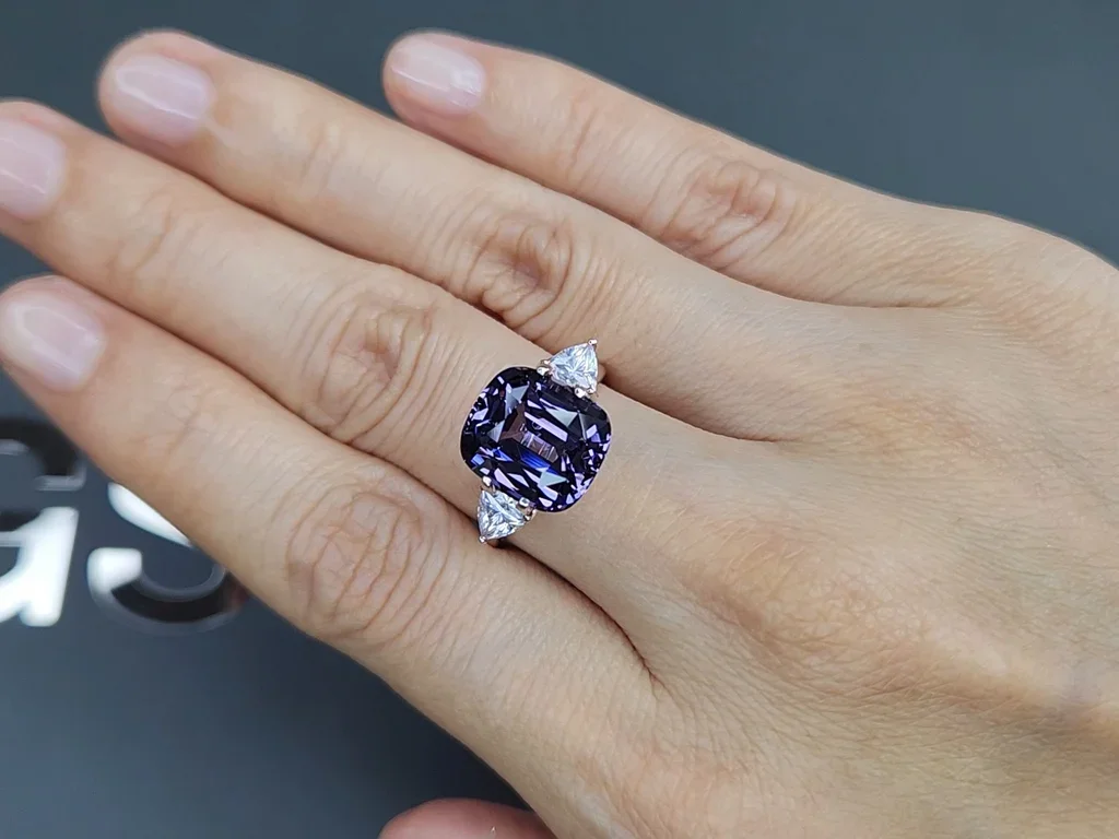 Purple or Lavender spinel in cushion cut 7.52 carats, Tanzania Image №5