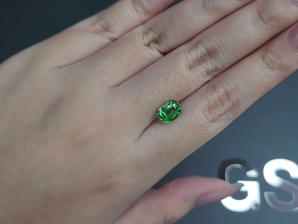 Neon Green tsavorite garnet in cushion cut 1.98 carats, Tanzania Image №2