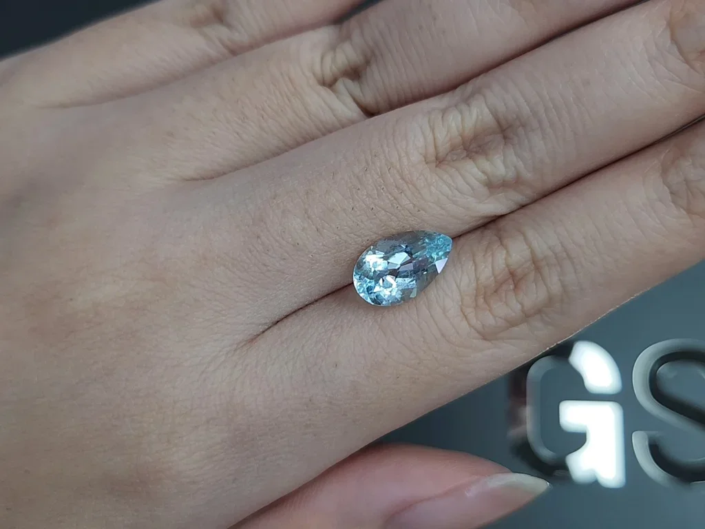 Soft blue aquamarine pear cut 2.43 carats, Africa Image №2