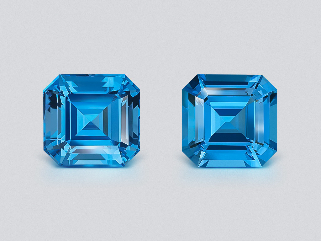 Pair of large topaz Swiss Blue octagon cut 40.18 carats, Brazil Image №1