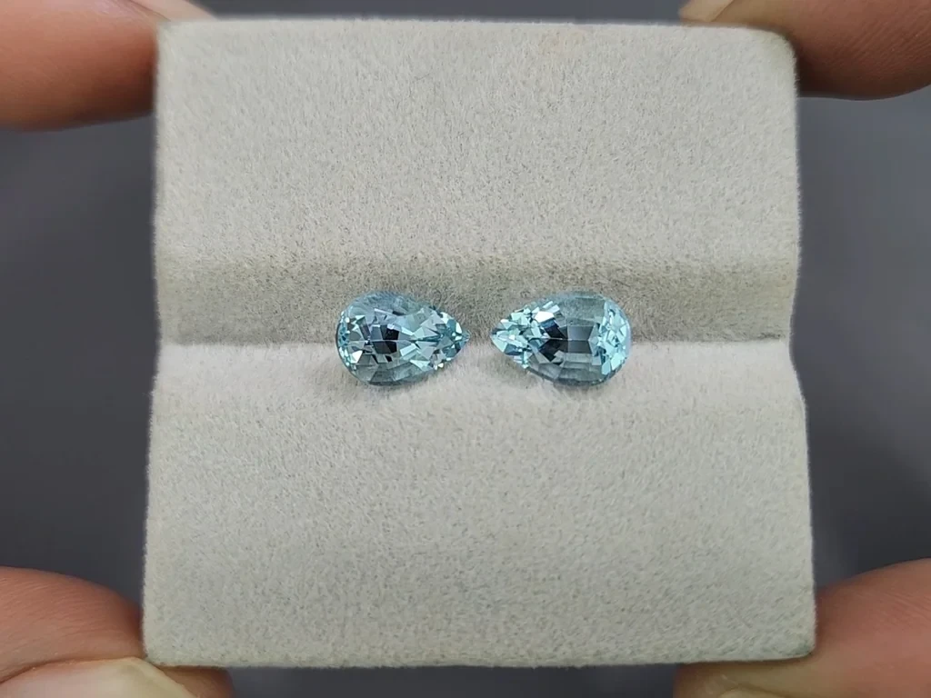 Pair of aquamarines pear cut 2.89 carats, Madagascar  Image №4
