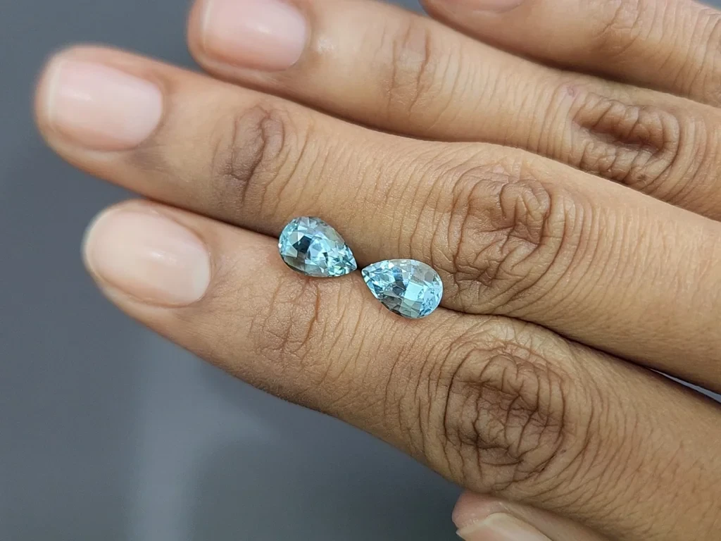 Pair of aquamarines pear cut 2.89 carats, Madagascar  Image №2