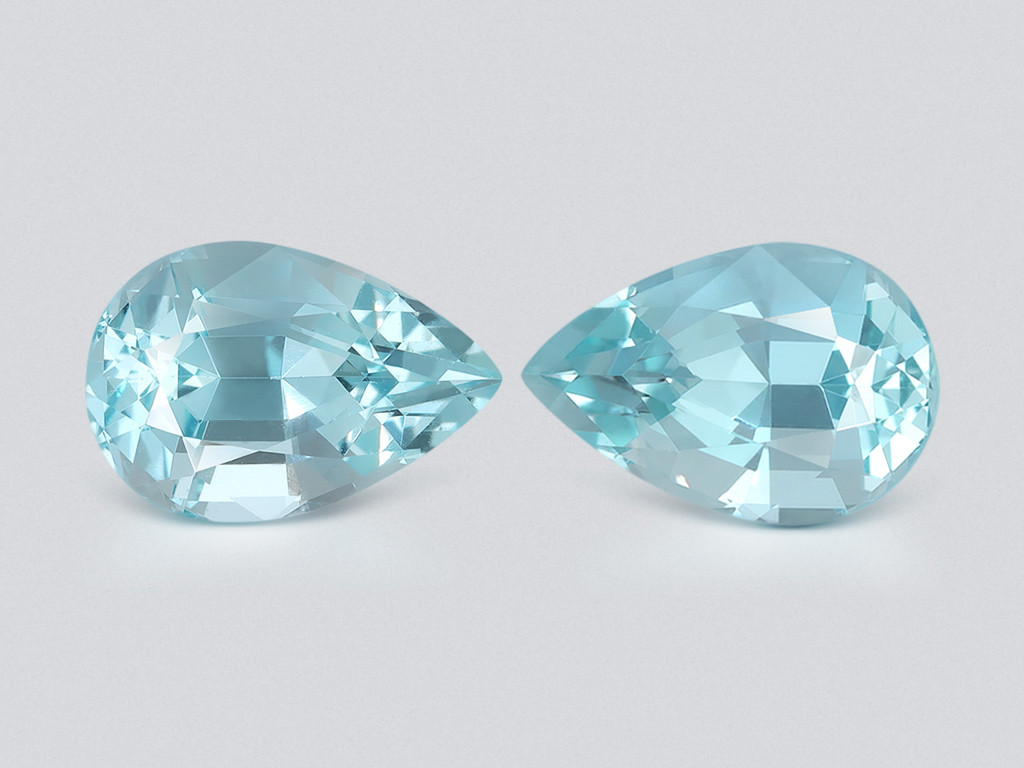 Pair of aquamarines pear cut 2.89 carats, Madagascar  Image №1
