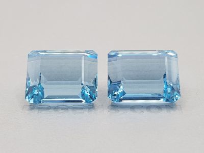 Large pair of 56.7 ct octagon cut aquamarines, Africa photo