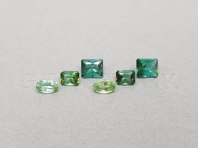 Set of indicolite and verdelite tourmalines 5.08 ct photo