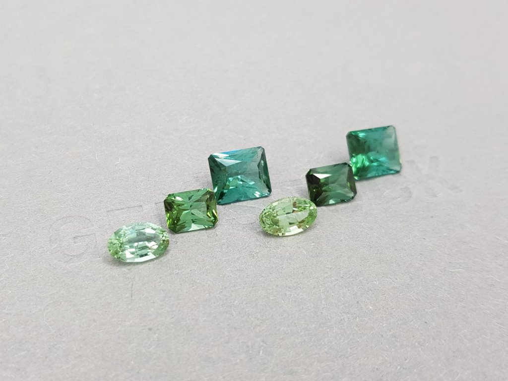 Set of indicolite and verdelite tourmalines 5.08 ct Image №2