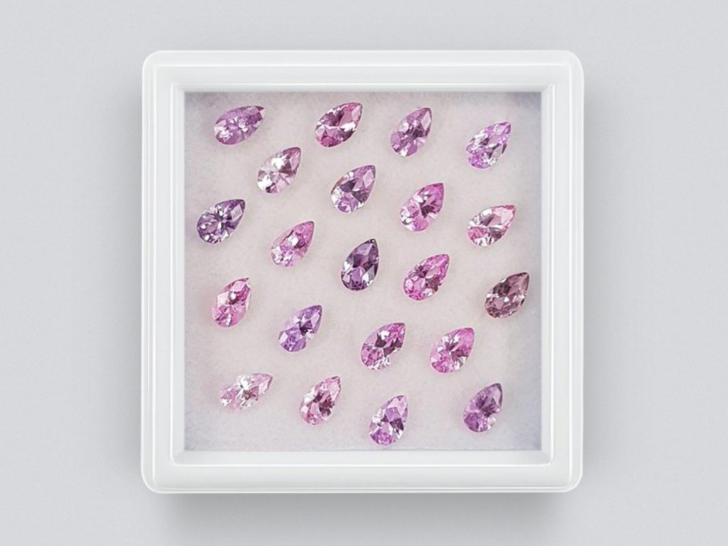 Set of calibrated sapphires 5x3 mm in pear cut 4.94 carats/21 pcs. Image №1