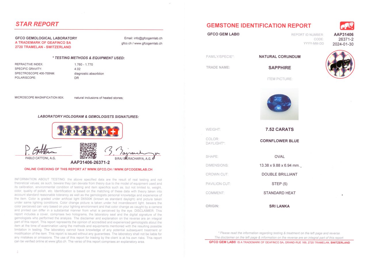Royal blue sapphire in oval cut 7.52 carats, Sri Lanka Image №6