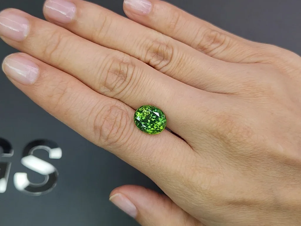 Intense green zircon in oval cut 6.40 carats Image №2