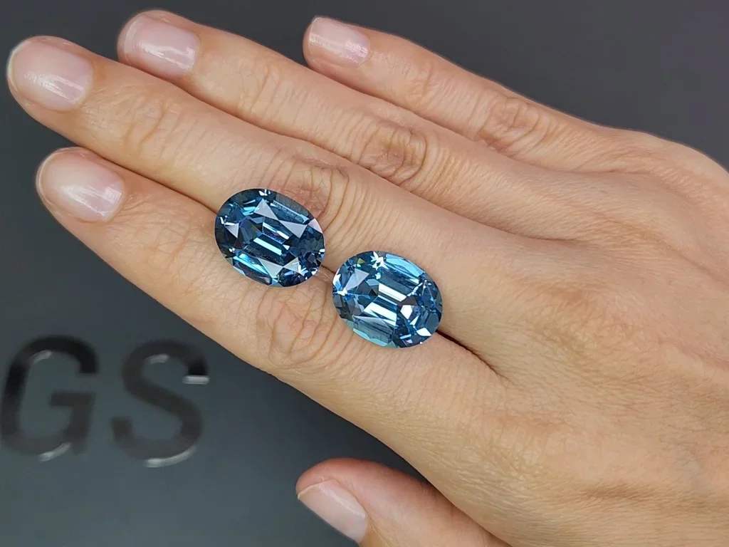 Pair of Sky blue topazes in high precision oval cut 22.42 carats, Madagascar Image №2