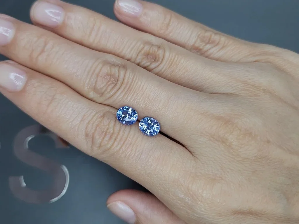 Pair of Pastel blue sapphires in oval cut 3.11 carats, Sri Lanka Image №2