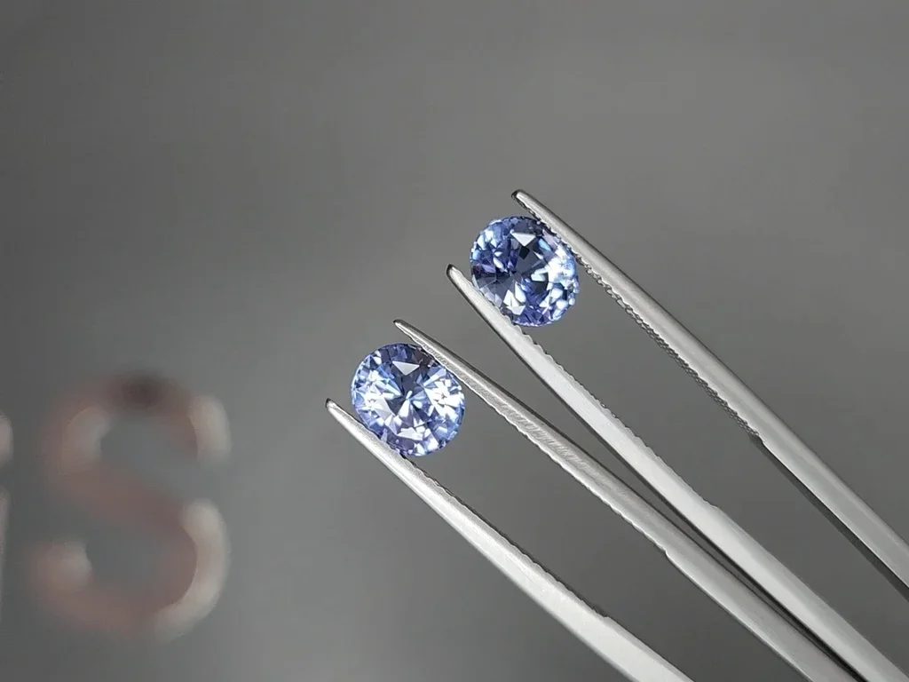 Pair of Pastel blue sapphires in oval cut 3.11 carats, Sri Lanka Image №3