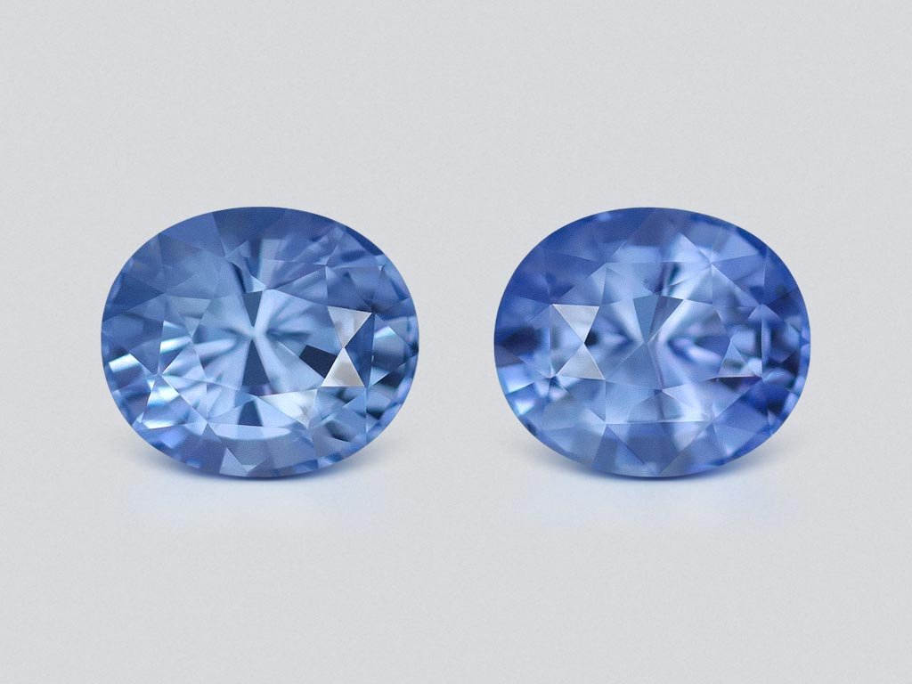 Pair of Pastel blue sapphires in oval cut 3.11 carats, Sri Lanka Image №1