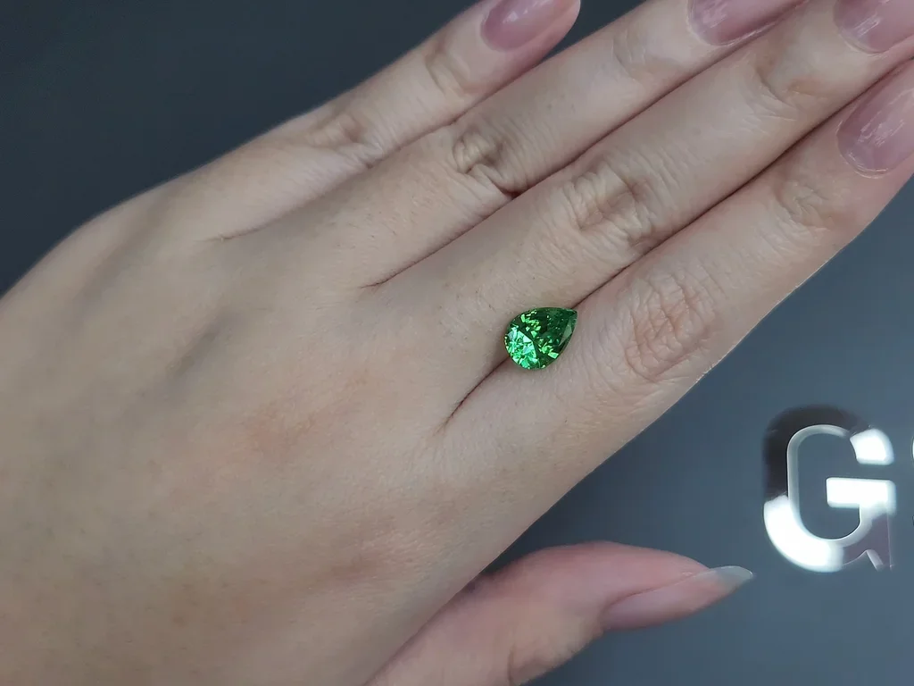 Intense Green tsavorite garnet in pear cut 2.26 carats, Tanzania  Image №2