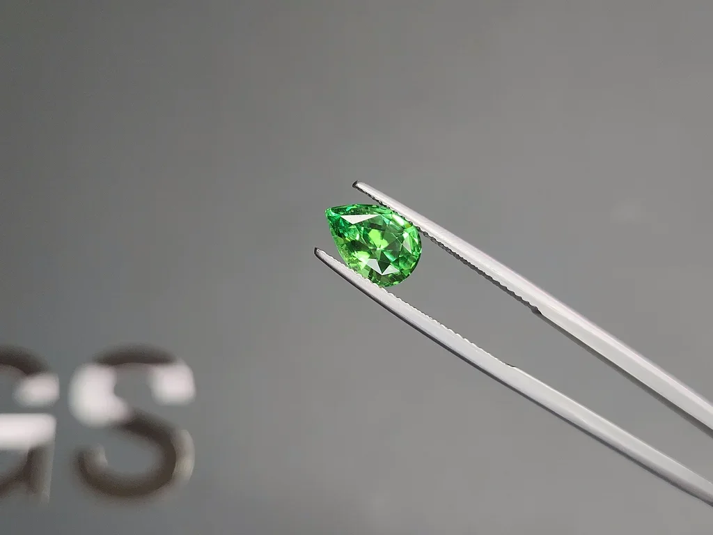 Intense Green tsavorite garnet in pear cut 2.26 carats, Tanzania  Image №3