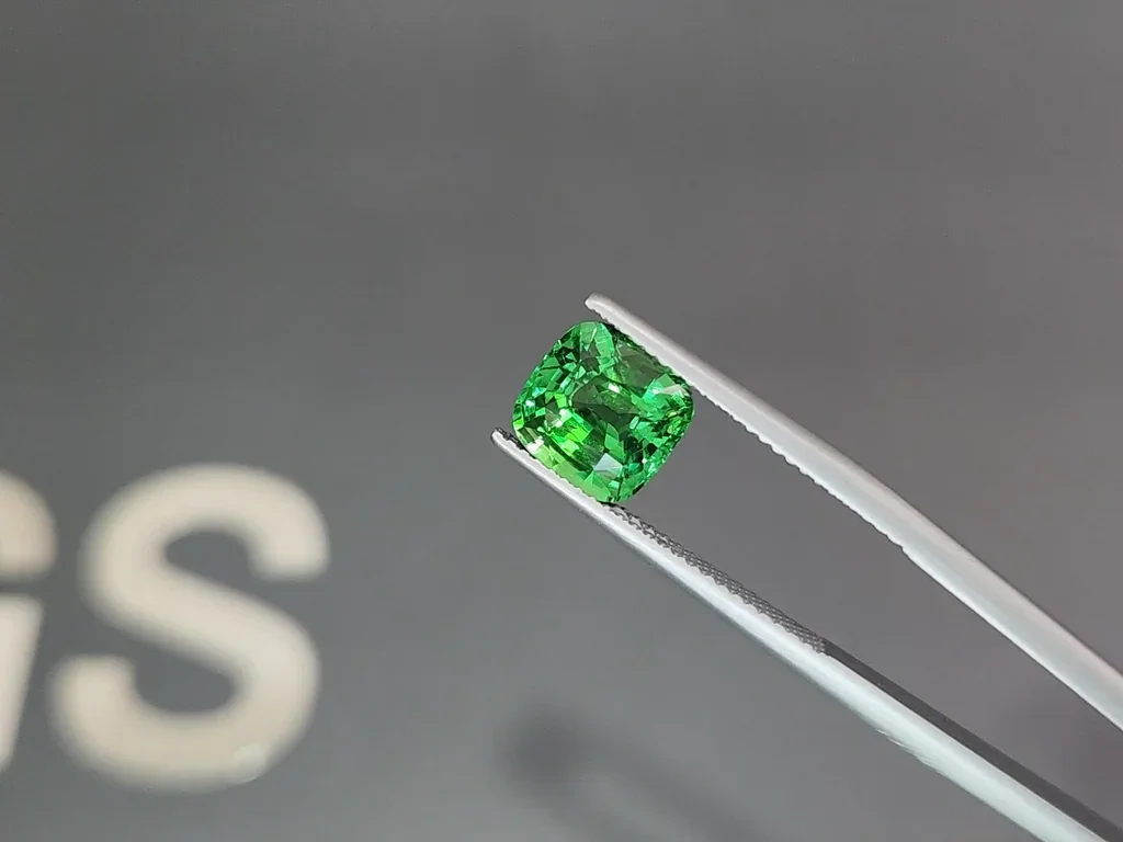 Garnet tsavorite Intense Green cushion cut 3.00 carats, Tanzania  Image №3