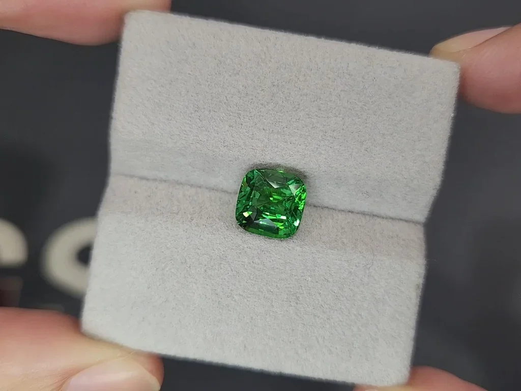 Garnet tsavorite Intense Green cushion cut 3.00 carats, Tanzania  Image №4