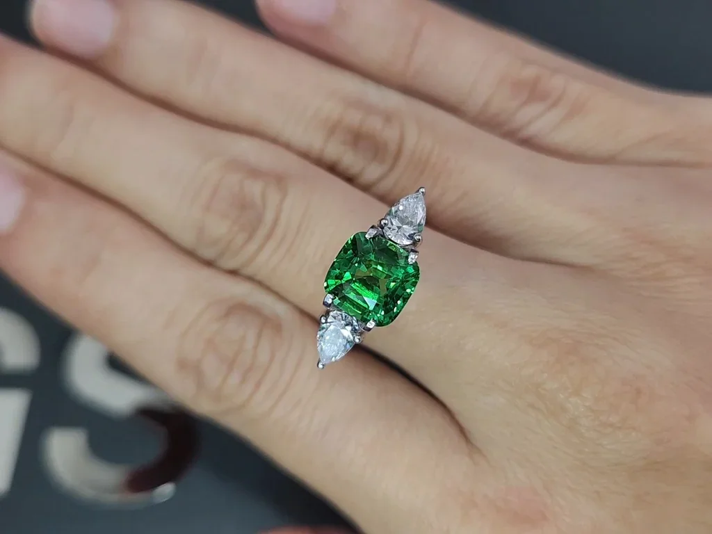 Garnet tsavorite Intense Green cushion cut 3.00 carats, Tanzania  Image №5
