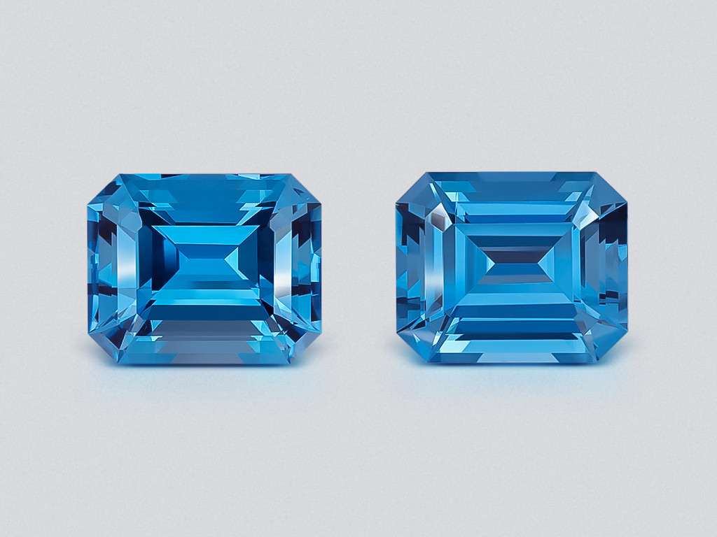 Pair of topaz Swiss Blue octagon cut 23.25 carats, Brazil Image №1