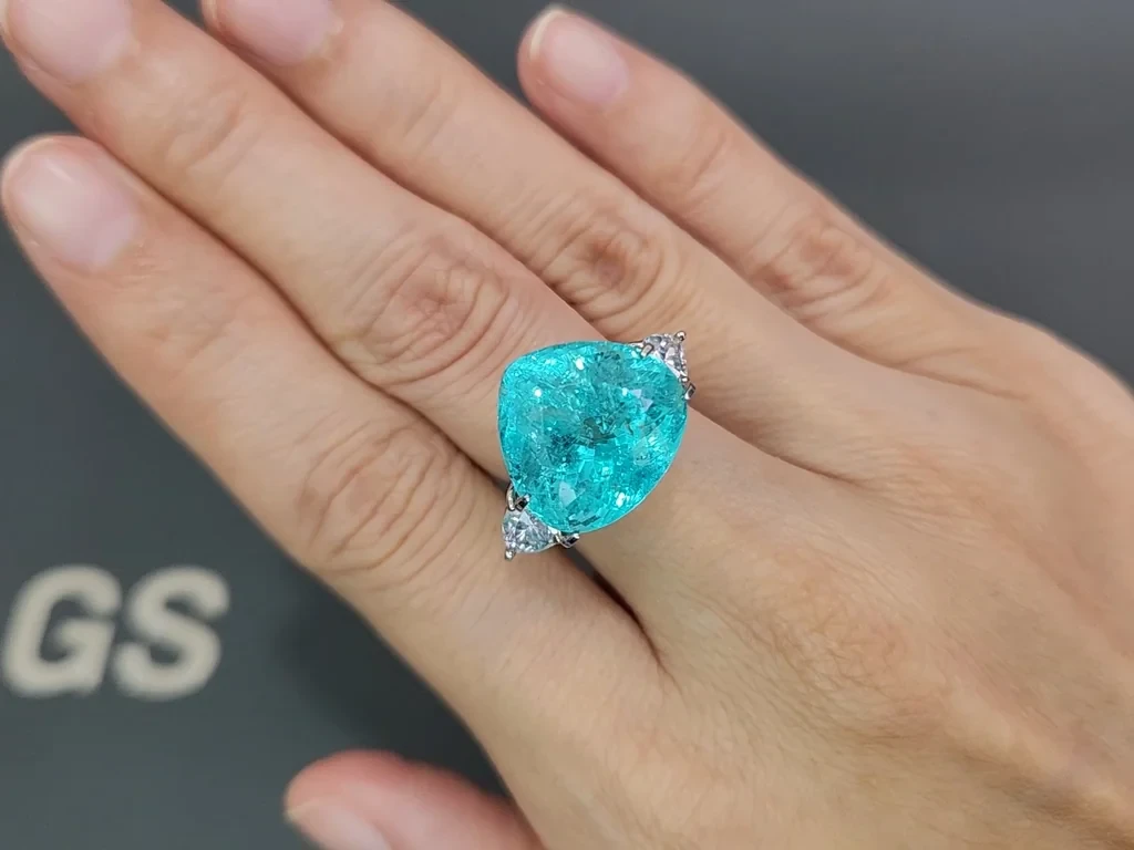 Large neon blue tourmaline Paraiba pear cut 15.20 carats, Africa Image №5