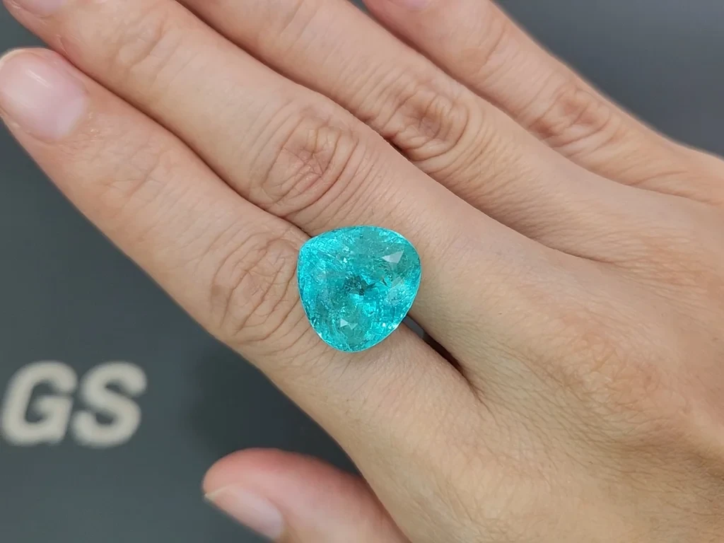 Large neon blue tourmaline Paraiba pear cut 15.20 carats, Africa Image №2