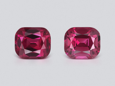 Pair of purple garnets rhodolite cushion cut 10.40 carats, Tanzania photo
