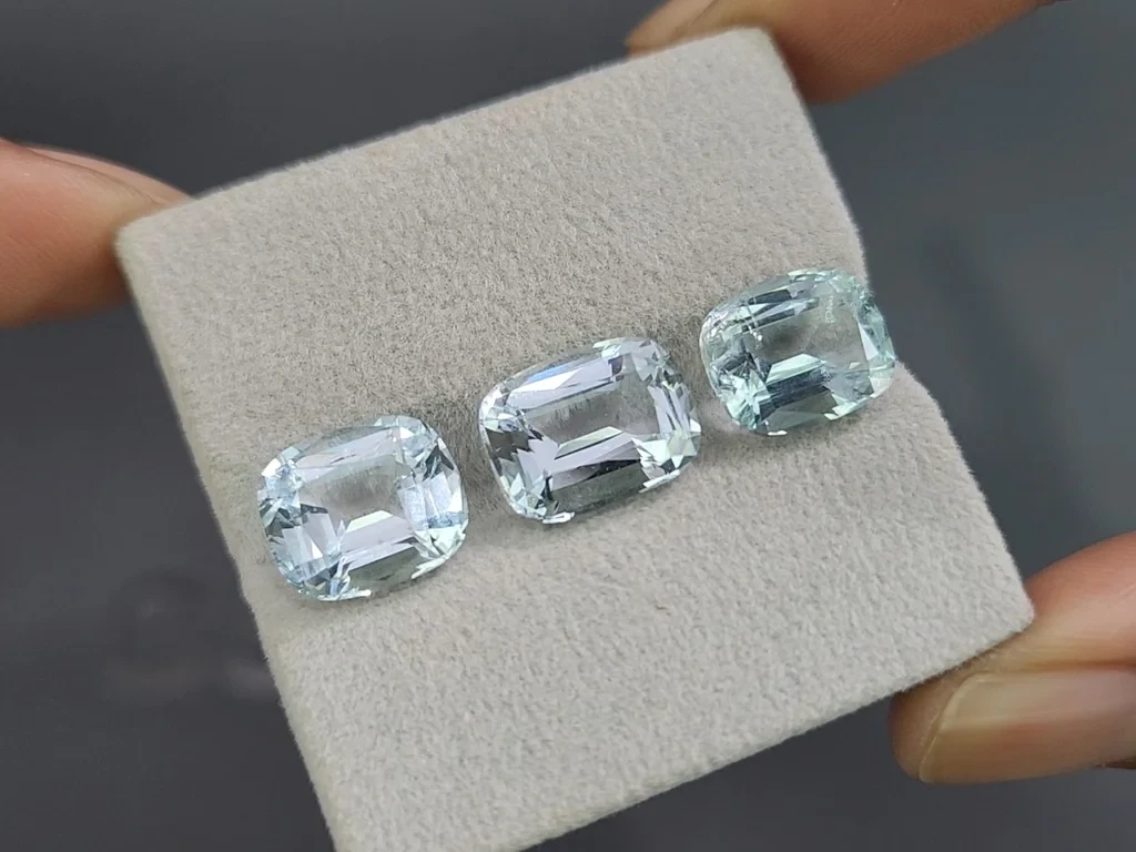 Set of aquamarines cushion cut 12.55 carats, Madagascar Image №5