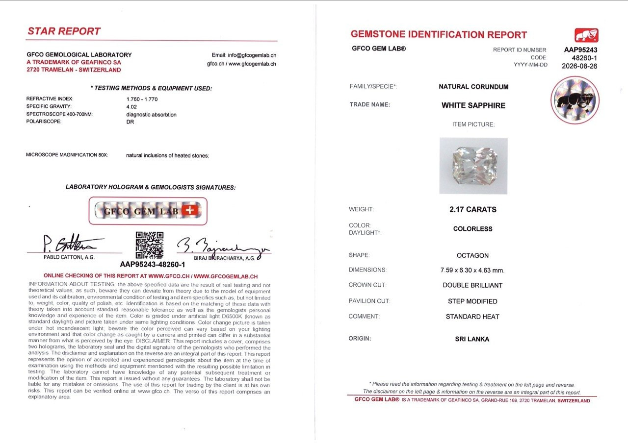White sapphire radiant cut 2.17carats, Sri Lanka Image №6