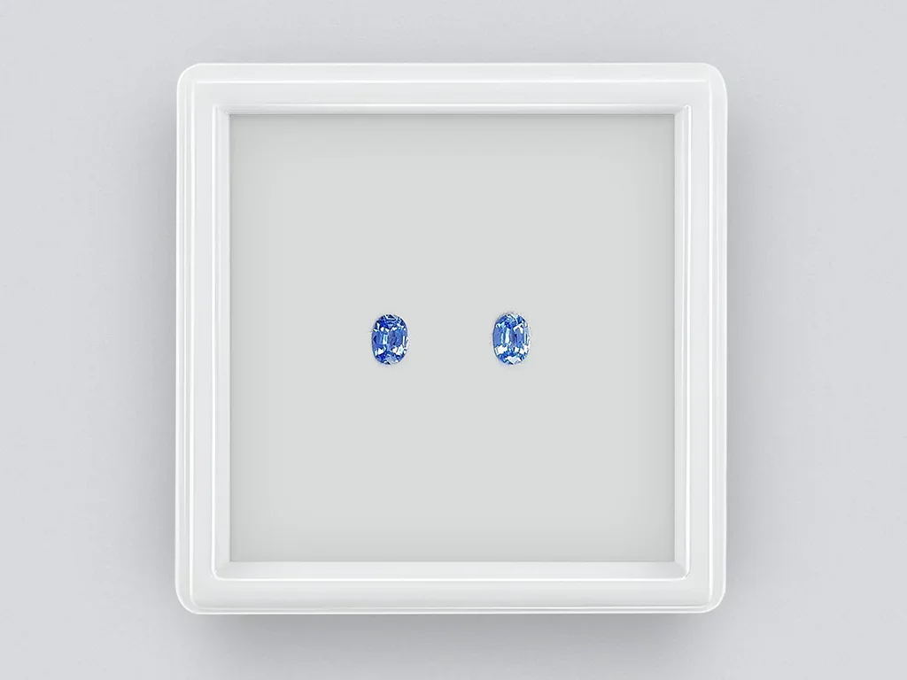 Pair of oval cut Cornflower Blue sapphires 0.53 ct, Sri Lanka Image №1