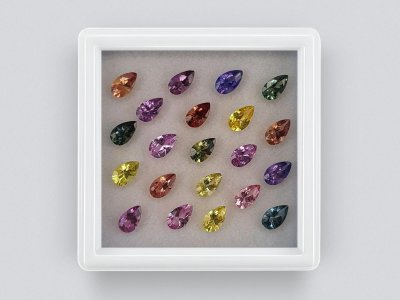 Set of calibrated sapphires 5x3 mm in pear cut 5.09 ct/21 pcs. photo