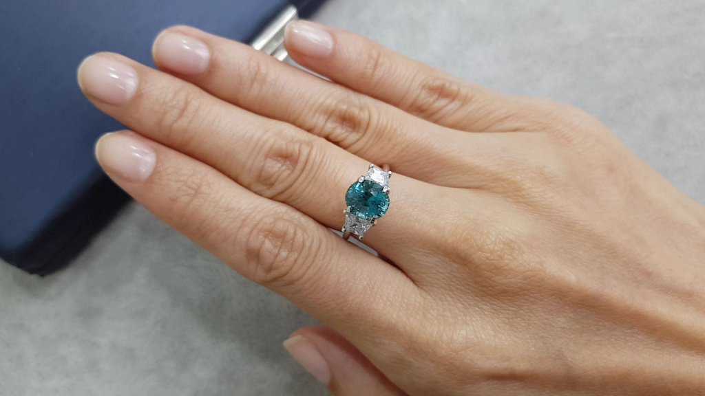 Natural blue zircon in oval cut 2.92 ct, Cambodia Image №4