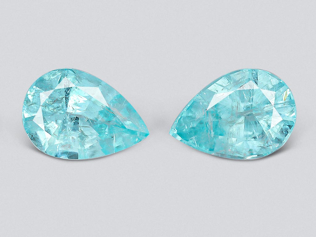 Pair of pear-cut Paraiba tourmalines 3.48 carats, Mozambique Image №1