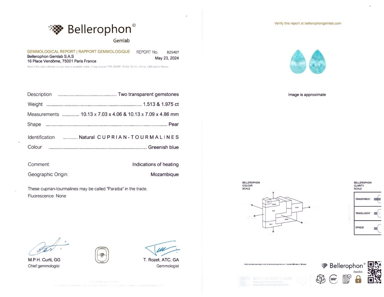 Pair of pear-cut Paraiba tourmalines 3.48 carats, Mozambique Image №5