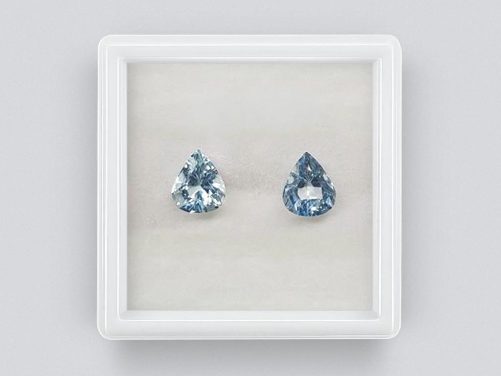 Pair of pear cut aquamarines 2.02 carats Image №1