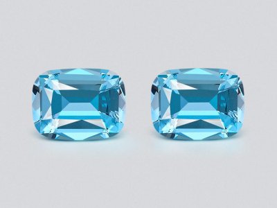 Pair of Sky blue topazes in a high-precision cushion cut 26.55 carats, Madagascar photo