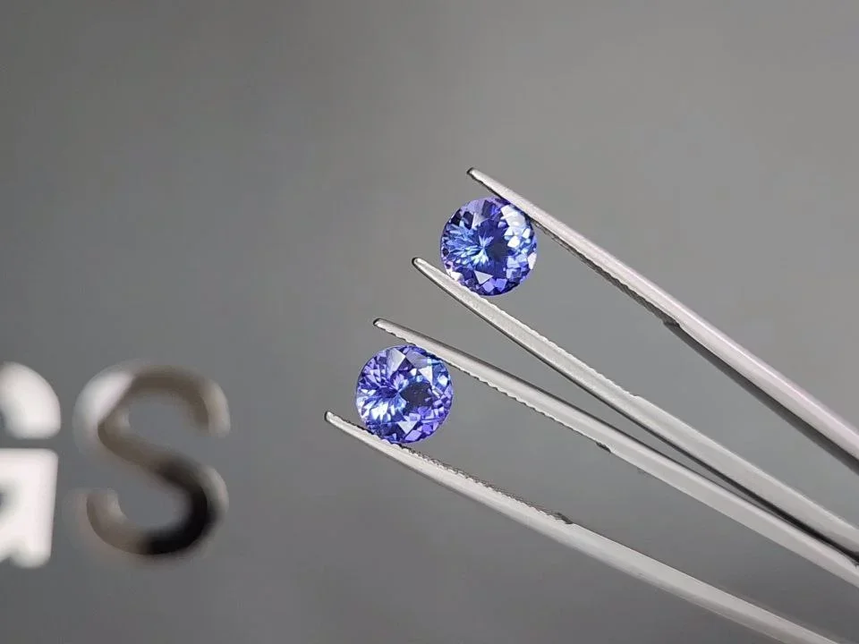 Pair of  tanzanites in round cut 4.04 carats, Tanzania  Image №3