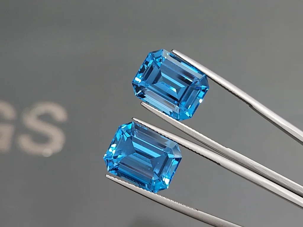 Pair of topaz Swiss Blue octagon cut 26.27 carats, Brazil Image №3