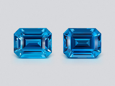 Pair of topaz Swiss Blue octagon cut 26.27 carats, Brazil photo