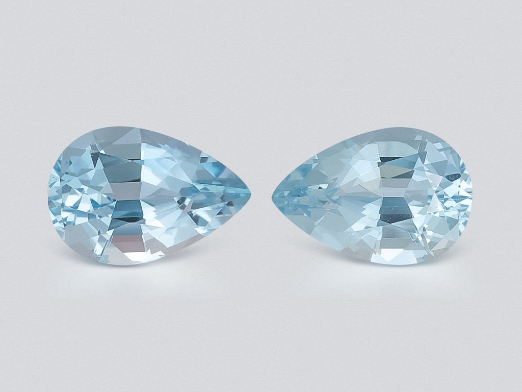Pair of aquamarines pear cut 2.18 carats, Mozambique Image №1