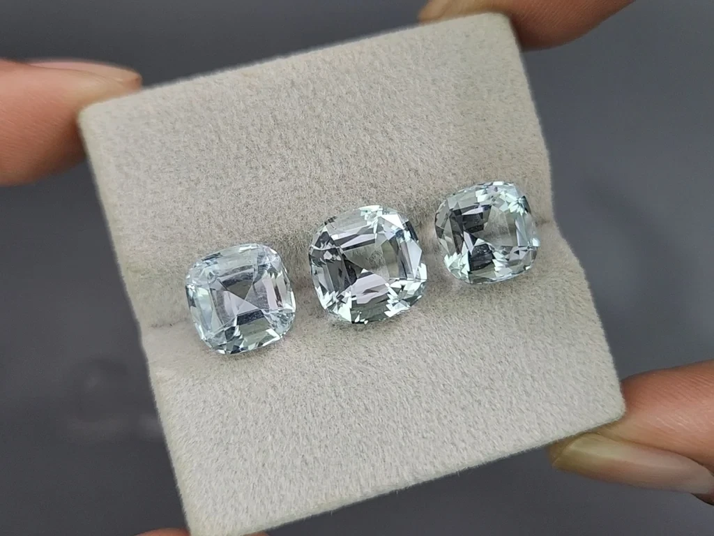 Set of aquamarines cushion cut 10.95 carats, Madagascar Image №5