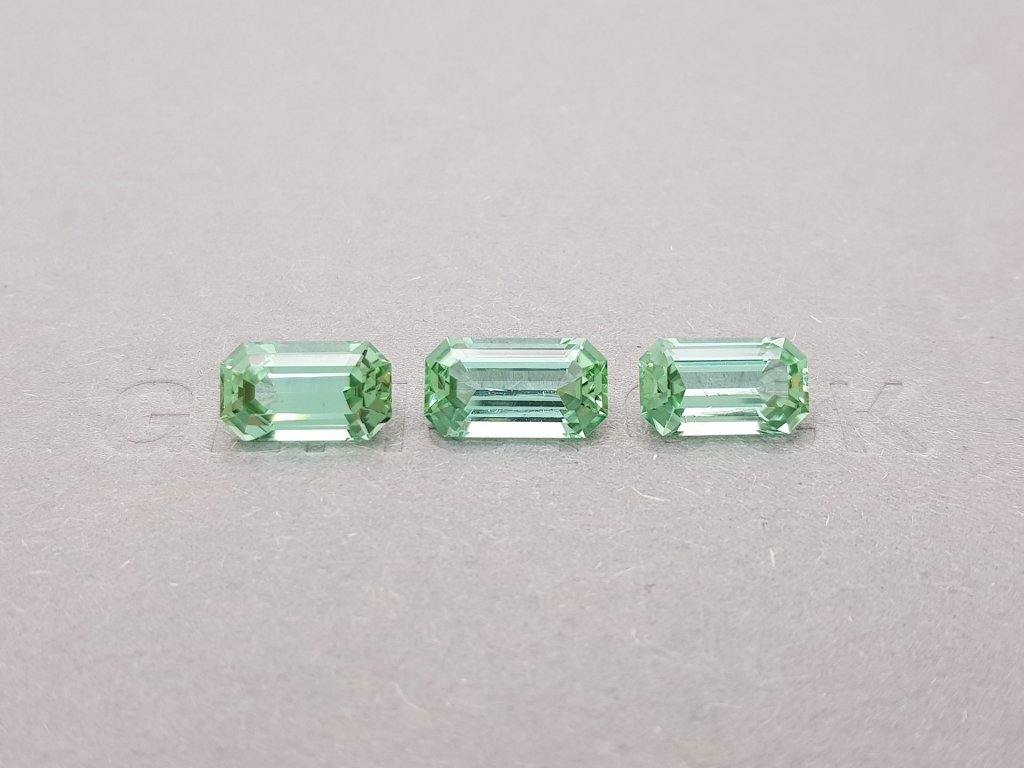 Set of three bluish-green octagon cut tourmalines 7.26 ct Image №2