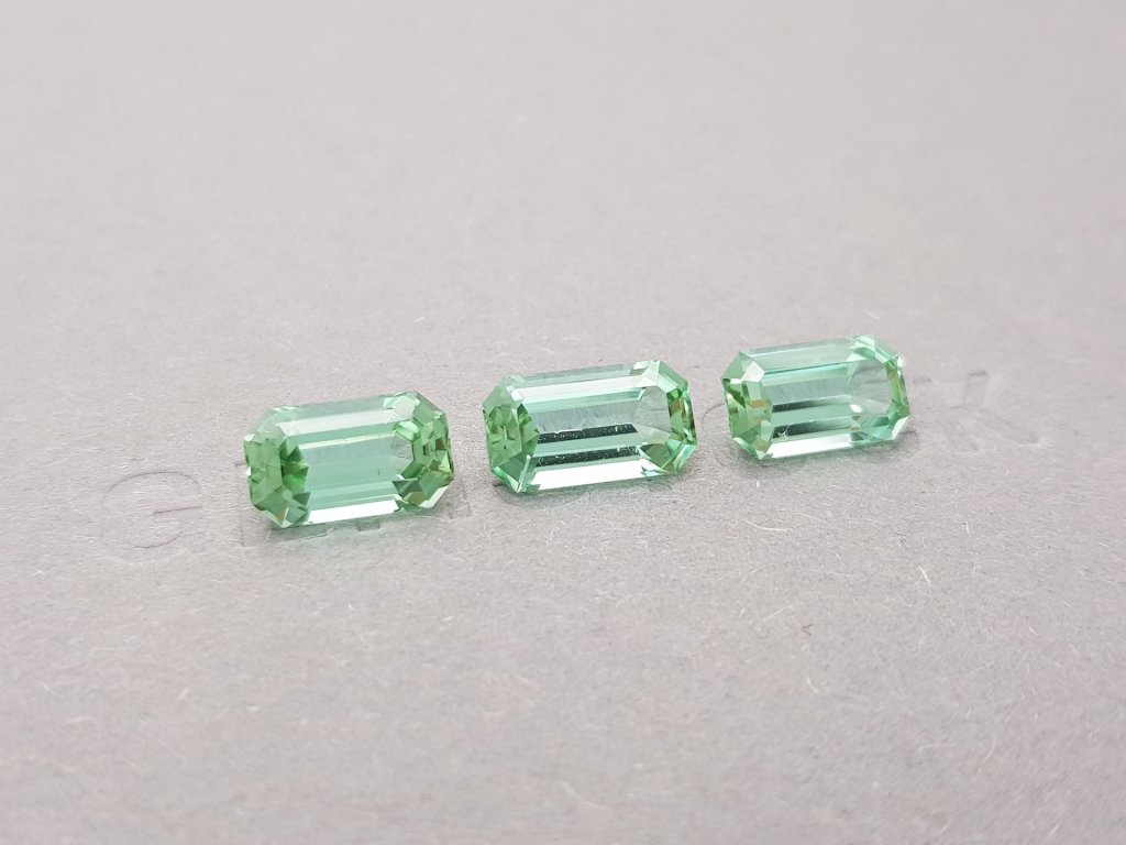 Set of three bluish-green octagon cut tourmalines 7.26 ct Image №3